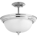 Progress 266309 P3927-15ET Melon 2-Light Dome Glass 13-1/4 in Semi-Flush Convertible, Polished Chrome