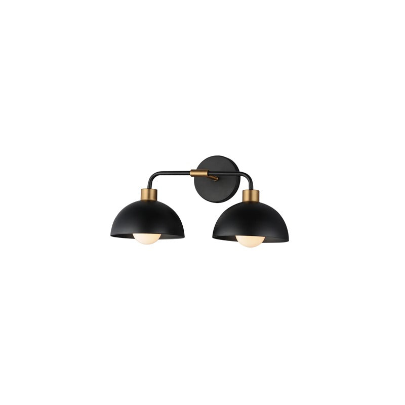 Maxim Lighting 10022BKNAB Thelonious 2 Light 19.25 inch Black and Natural Aged Brass Bath Vanity Wall Light