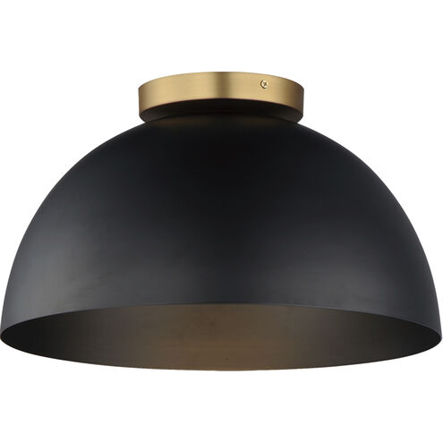 Maxim Lighting 10029BKNAB Thelonious 1 Light 15.75 inch Black and Natural Aged Brass Flush Mount Ceiling Light