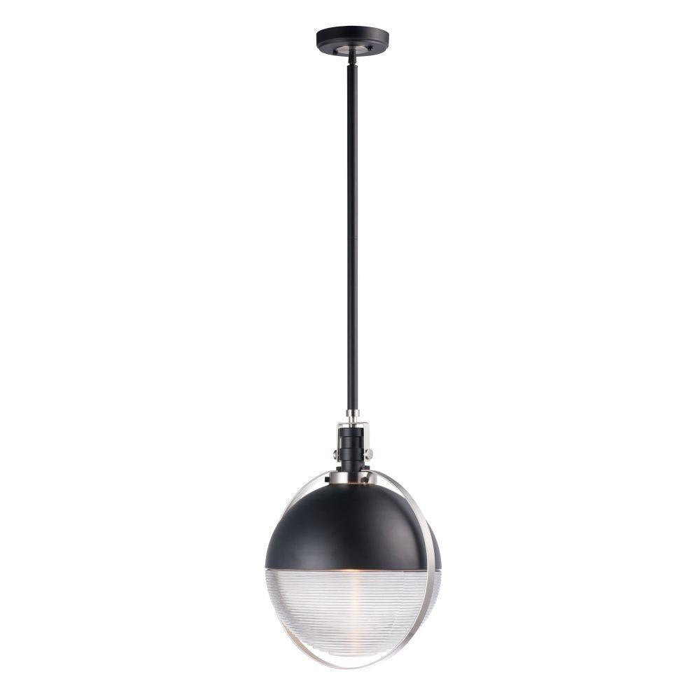Maxim Lighting 10080CLBKSN Axiom 1 Light 12.25 inch Black Satin Nickel Pendant Ceiling Light