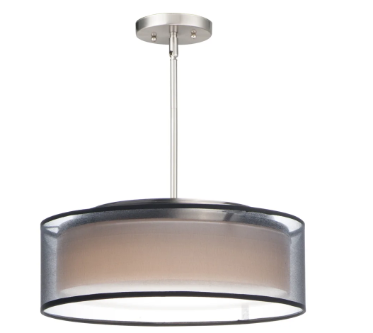 Maxim Lighting 10224BOSN Prime LED 16 inch Pendant Mount Ceiling Light Black Organza / Satin Nickel