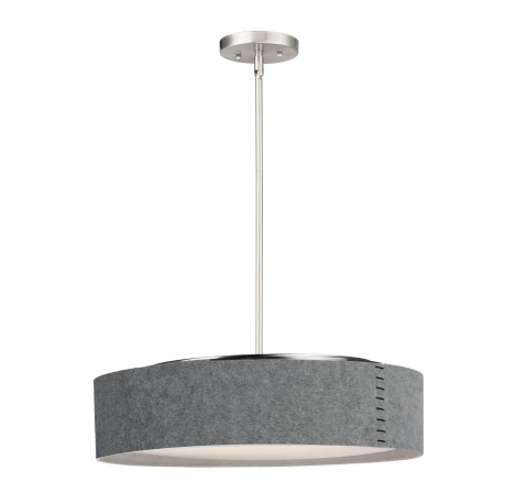 Maxim Lighting 10226GYSN Prime LED 20 inch Pendant Mount Ceiling Light Gray Felt / Satin Nickel