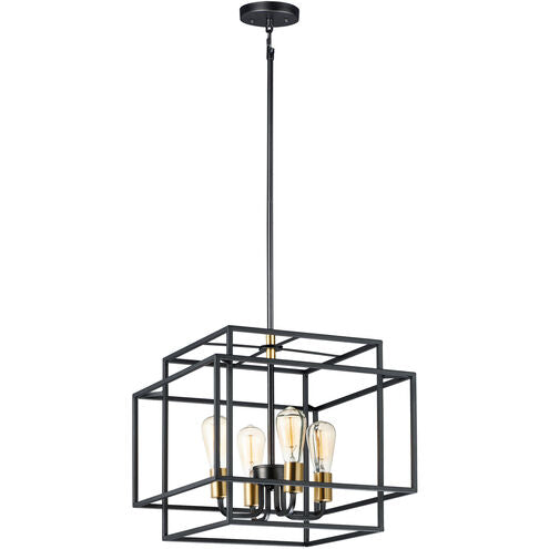 Maxim Lighting 10247BKSBR Liner 4 Light 18 inch Black/Satin Brass Single Pendant Ceiling Light
