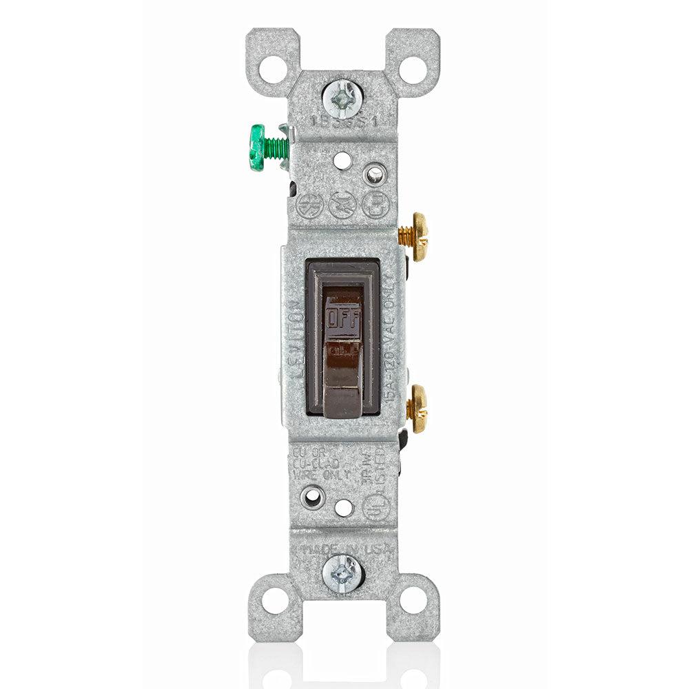 Leviton 1451-2 15 Amp, 120 Volt, Toggle Framed Single-Pole AC Quiet Switch, Residential Grade, Grounding, Quickwire