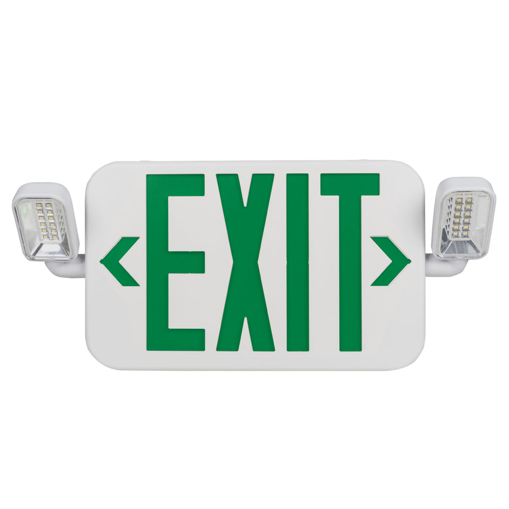 Envision LED-EM-EXT-G-WH-CMB LED Emergency Exit Sign GREEN Single or Double Sided w/ Bug Eye, 3.5w, White