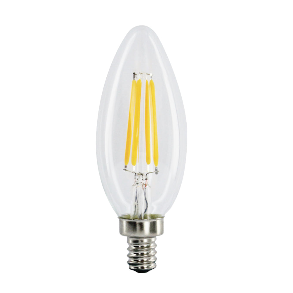 Envision LED-FLM-E12T-4W-27K Filament E12 Candle Torpedo, Clear