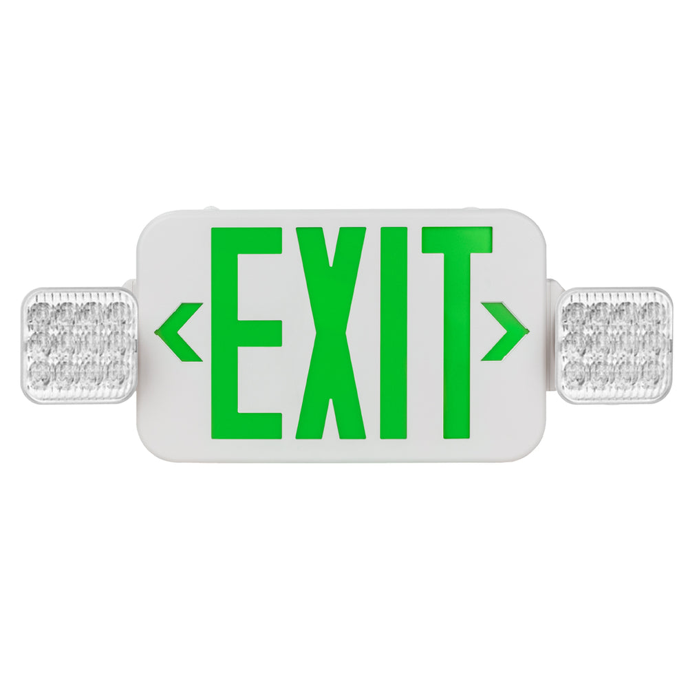 Envision LED-EM-EXT-G-WH-CMB-RC LED Emergency Exit Sign GREEN Single or Double Sided w/ Bug Eye w/ Remote Function, 3.5w, White