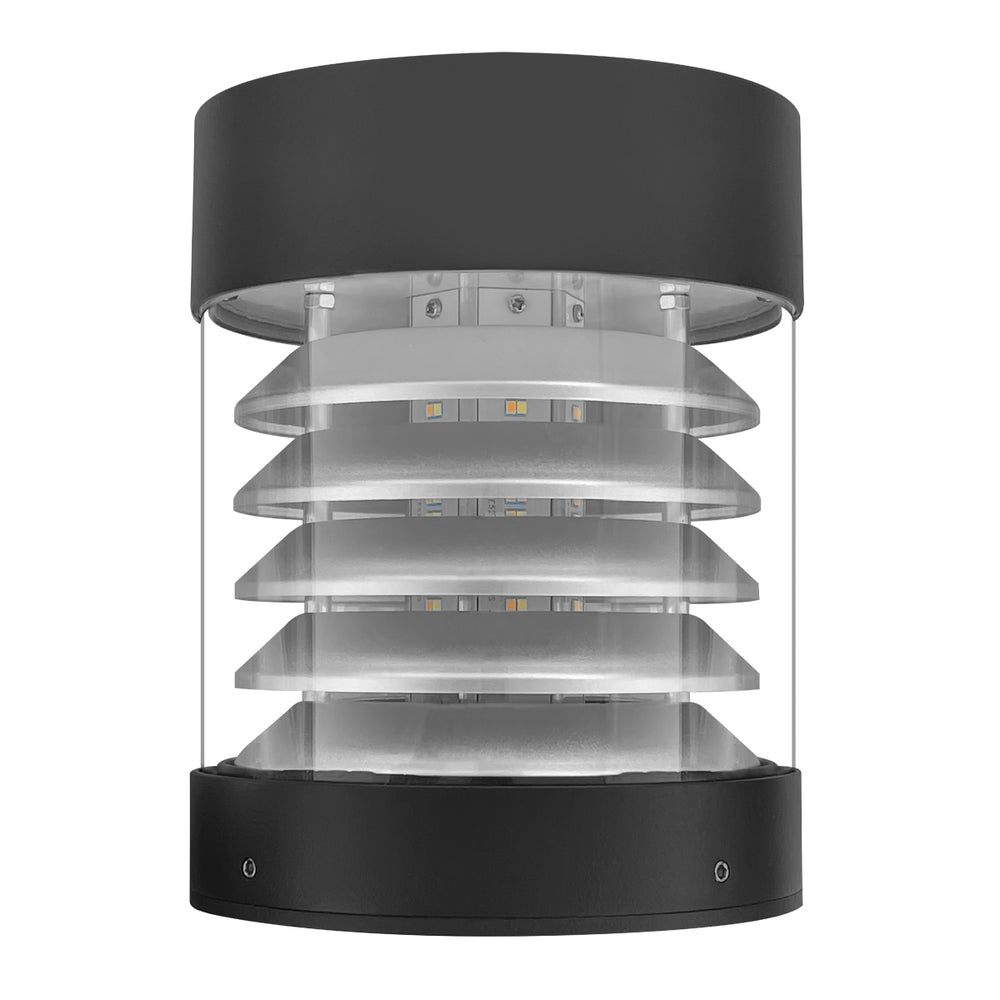 Envision LED-BLD-RD-5CCT-LV-FL-BL Bollard Head: Round Louver Flat Top Black Finish, 22/16/12W