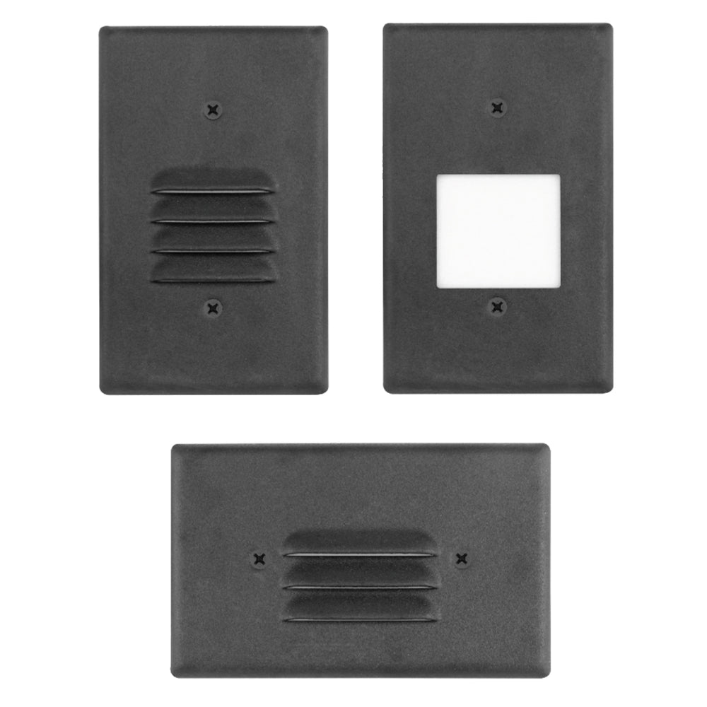 Envision LED-STEP-AGL-2W-27K-120-BLK Step Light: 3 Interchangeable Faces: (Horizontal/Vertical)/ Flat Frost: Lux-Line, Black