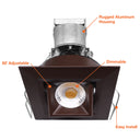 Envision LED-MDL-1-ADJ-6W-30K-SQ-BZ-12V 1" LV Square Gimbal Downlight: Mini-Line, Bronze Square
