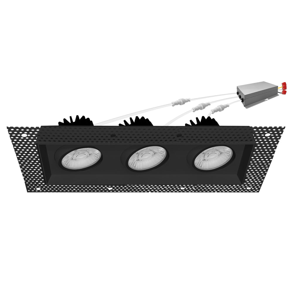 Envision LED-SQM3-TML-4-45W-5CCT-BLK-20 4" Multiple Trimless: Triple Head, Black