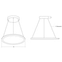 Envision LED-SRD-23-50W-UD-RTRI-WH 23" Suspended Cylinder (50% Up & Down Light) LGP Diffuser, White