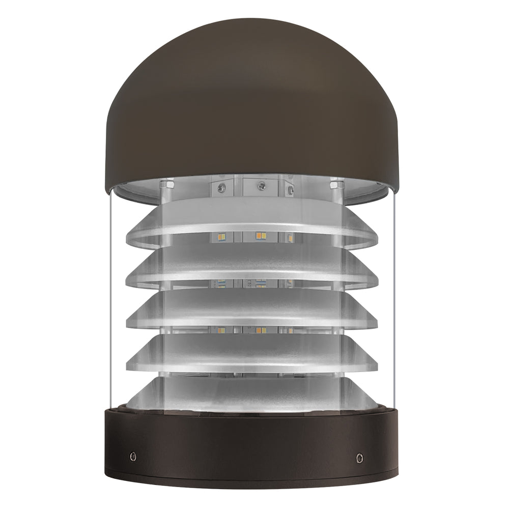 Envision LED-BLD-RD-5CCT-LV-DM-BZ Bollard Head: Round Louver Dome Top Bronze Finish, 22/16/12W