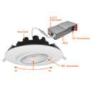 Envision LED-DLJBX-ADJ-6-18W-5CCT-WH-R 6" Gimbal Adjustable Downlight Canless, White
