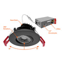 Envision LED-DLJBX-ADJ-3-8W-5CCT-BLK-R 3" Gimbal Downlight: SnapTrim-Line, Black