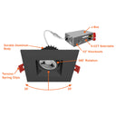 Envision LED-DLJBX-ADJ-3RG-8W-5CCT-BLK-SQ 3" Regressed Gimbal Downlight: SnapTrim-Line, Black