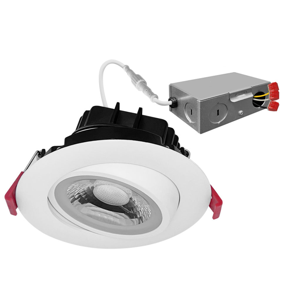 Envision LED-DLJBX-ADJ-4-12W-5CCT-WH-R 4" Gimbal Adjustable Downlight Canless, White