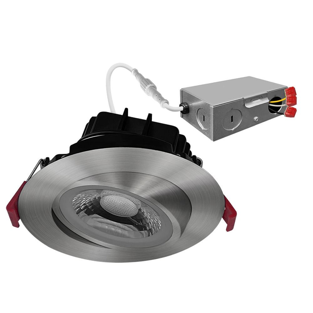 Envision LED-DLJBX-ADJ-4-12W-5CCT-BN-R 4" Gimbal Adjustable Downlight Canless, Brushed Nickel