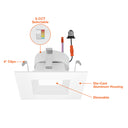 Envision LED-DL-SQ-4-9W-5CCT-UNV-0/10V 4" Retrofit Downlight: RDL-Line, White