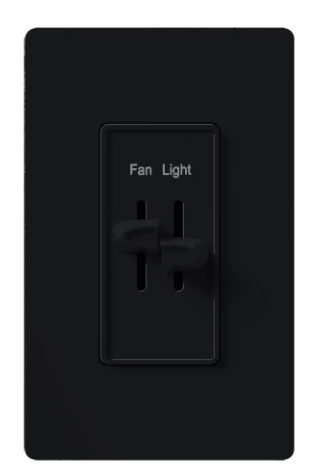 Lutron Skylark Dual Dimmer Switch and 3-Speed Fan Control, 300W Incandescent/Halogen and 1.5A Fan, No Neutral Required, S2-LFSQH-BL, Black