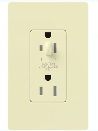 Lutron Architectural 15A Half-Dimming, Tamper Resistant Duplex Receptacle, Wall Plate Included, Matte Finish, NTR-15-HDTR-AL, Almond