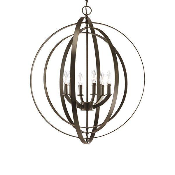 Progress Lighting P3889-20 Equinox 6-Light Foyer Pendant, Antique Bronze