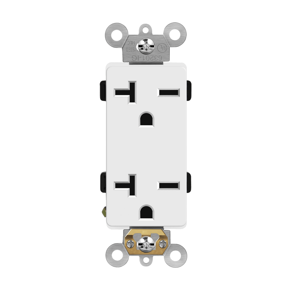 Industrial Grade Heavy Duty 20A Decorator Receptacle, 6-20R