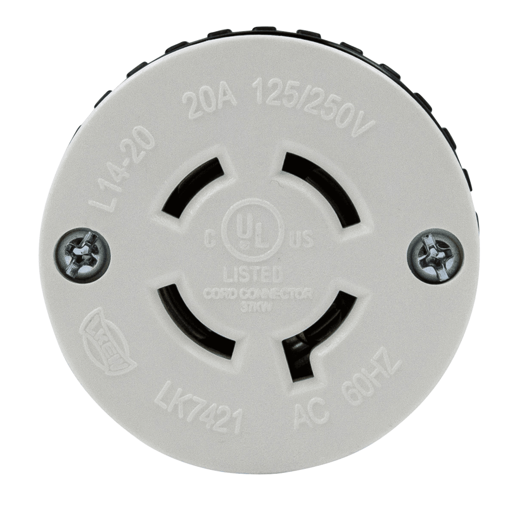 Industrial Grade Locking Cord Connector, 20A, L14-20C