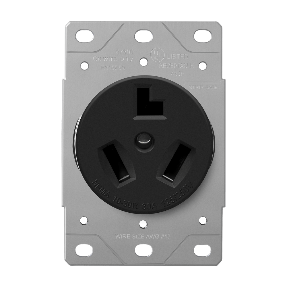 Industrial Grade Flush Mount Receptacle, 30A, 10-30R