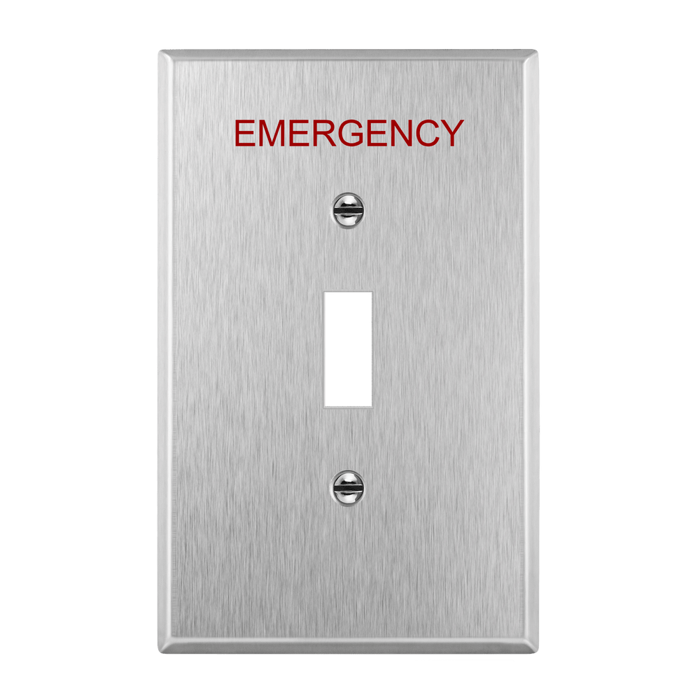Toggle Switch One-Gang Emergency Metal Wall Plate, Mid-Size