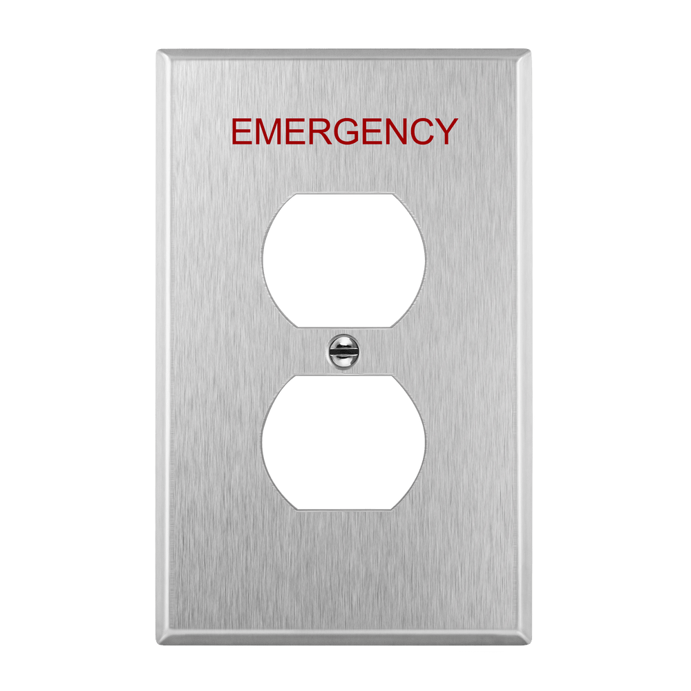 Duplex One-Gang Emergency Metal Wall Plate, Mid-Size