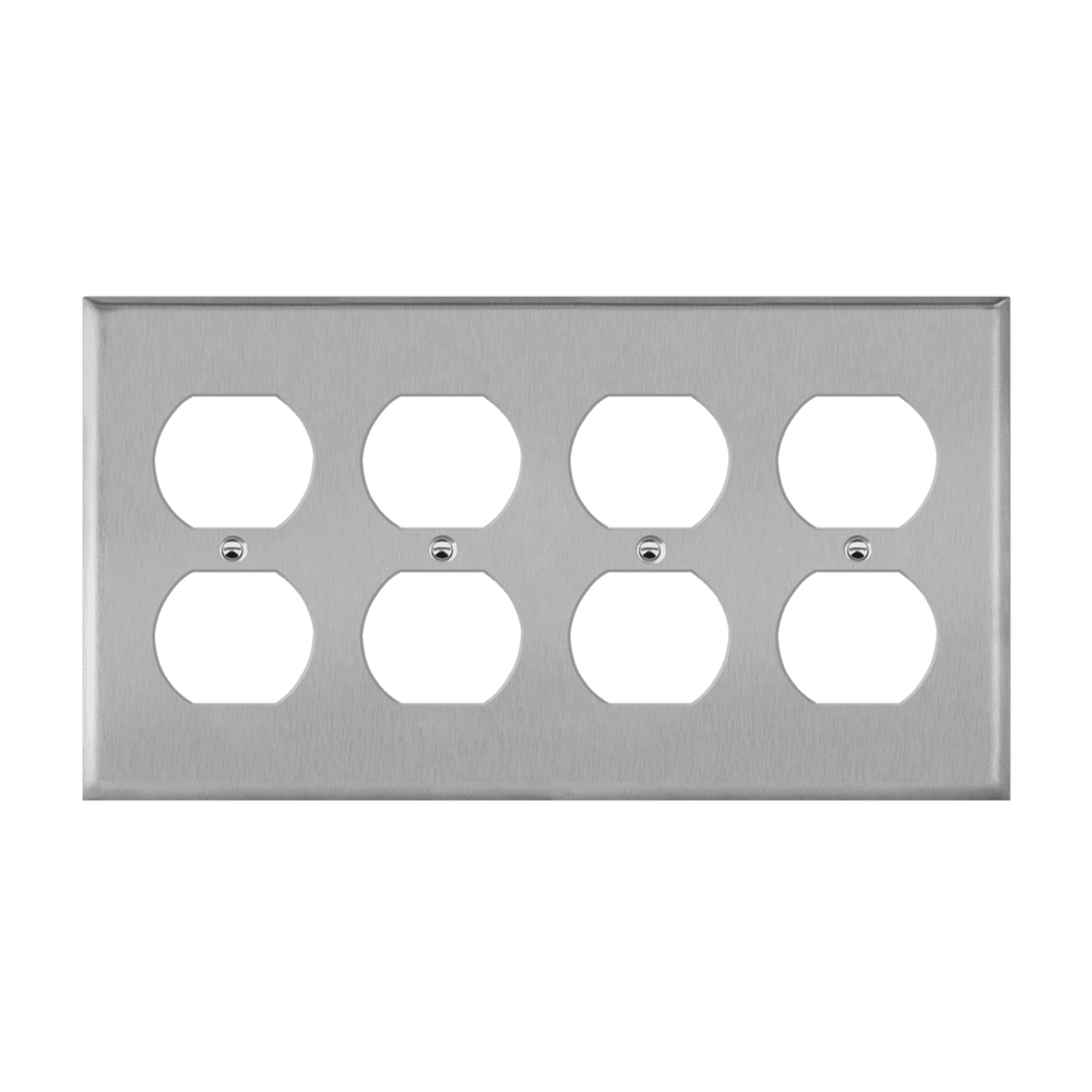 Duplex Receptacle Four-Gang Metal Wall Plate