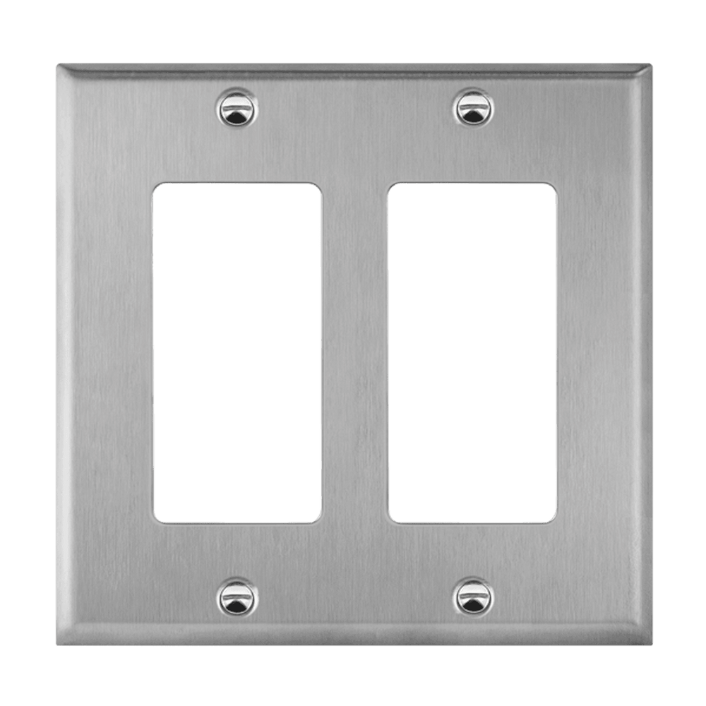 Antimicrobial Decorator/GFCI Two-Gang Metal Wall Plate, Mid-Size