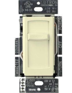 Lutron Skylark Contour Slide-to-Off LED+ Dimmer Switch, 150W LED or 600W Inc/Hal, Single Pole Only, 120V, CT-150-AL, Almond
