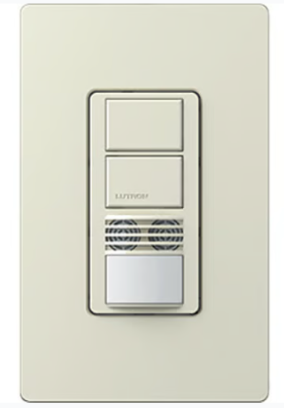 Lutron Maestro Dual Circuit Dual-Tech Motion Sensor Switch, TAA Compliant,6A, 120-277V, Single Pole/3-Way, Neutral Required, WMS-B202-LA,Light Almond