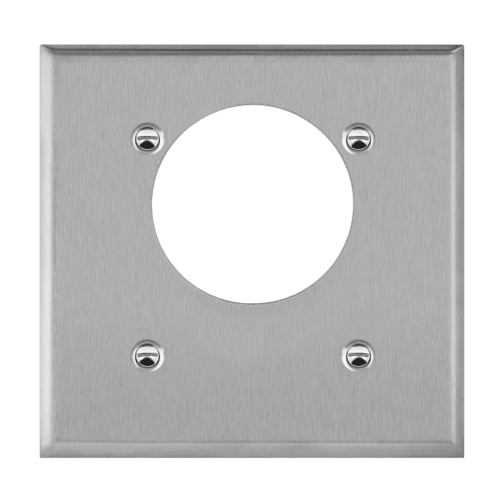 Power Outlet Receptacle Two-Gang Metal Wall Plate