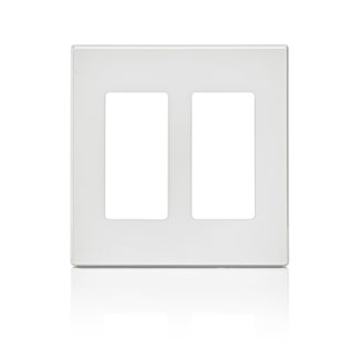Leviton 80309-SW 2-Gang Decora Plus Device Decora Wallplate/Faceplate, Screwless, Poly Carbonate, Snap-On Mount