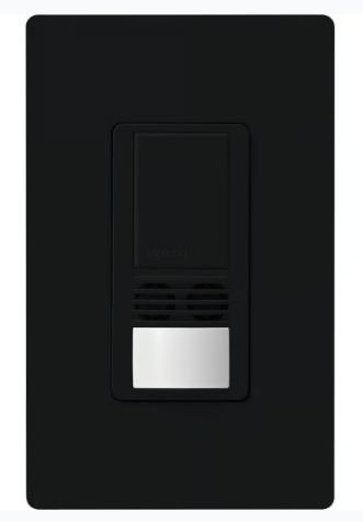 Lutron Maestro Dual-Tech Motion Sensor Switch, Vacancy Only,TAA Compliant, 6A,120-277V,Single Pole/3-Way,Neutral Req'd,WMS-B102-V-BTBU,Black Bulk Pack