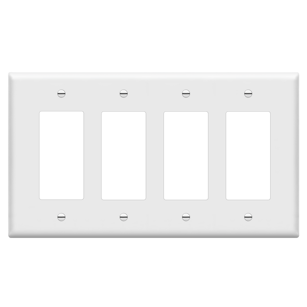 Matte Finish Decorator/GFCI Four-Gang Wall Plate, Mid-Size
