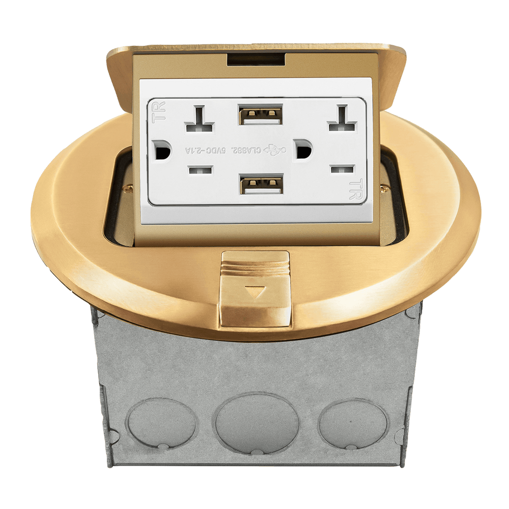 Round Pop-Up Floor Box Kit with 2.1A USB Charger