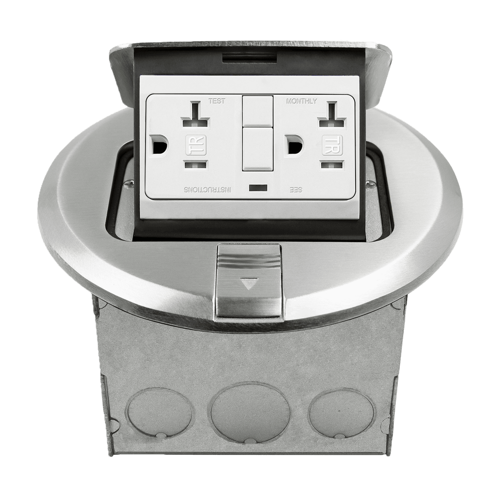 Round Pop-Up Floor Box Kit with 20A GFCI Receptacle