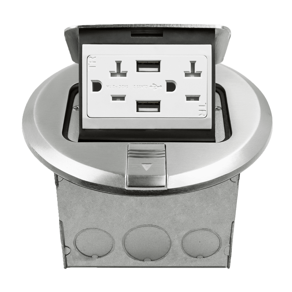Round Pop-Up Floor Box Kit with 2.1A USB Charger