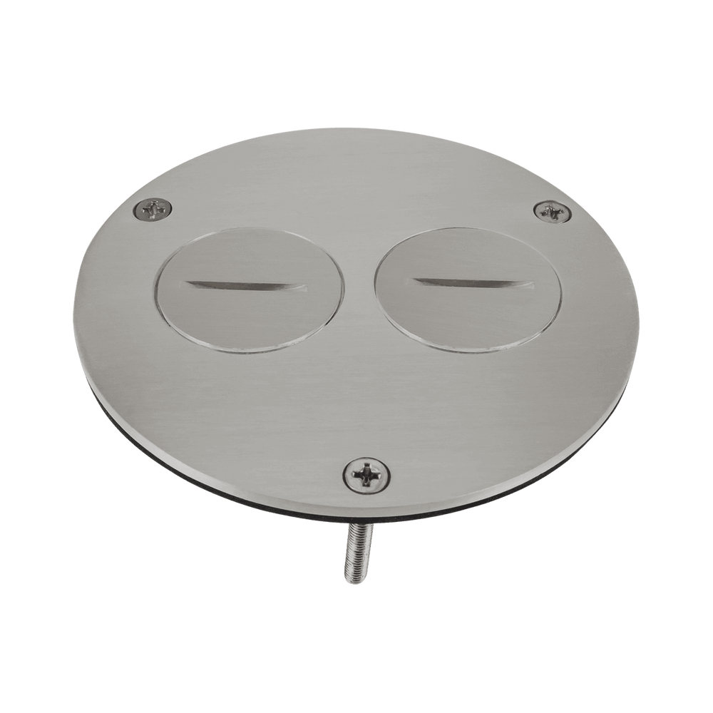 4Dia. Flush Round Cover Plate with 20A Duplex Tamper & Weather Resistant Receptacle