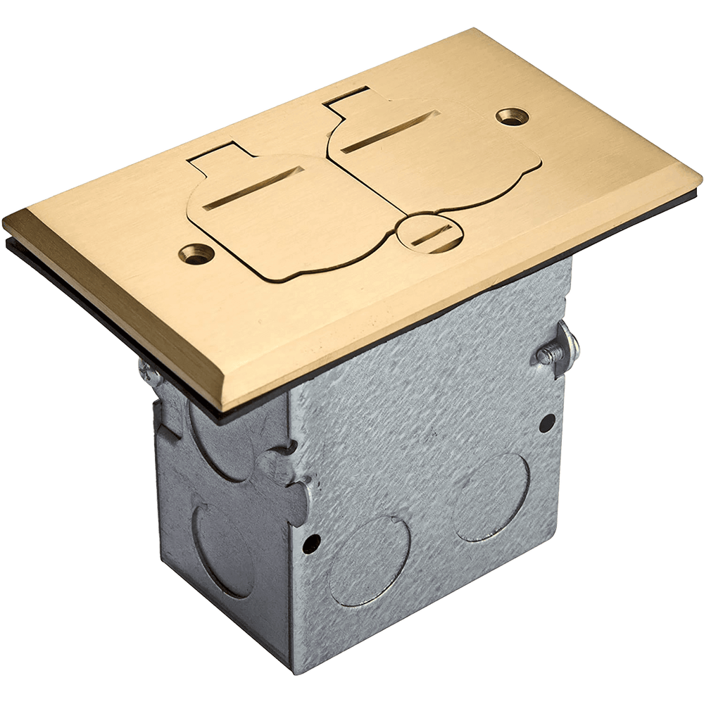 One-Gang Floor Box Kit with Flip Lid Cover, 20A Duplex Tamper & Weather Resistant Receptacle