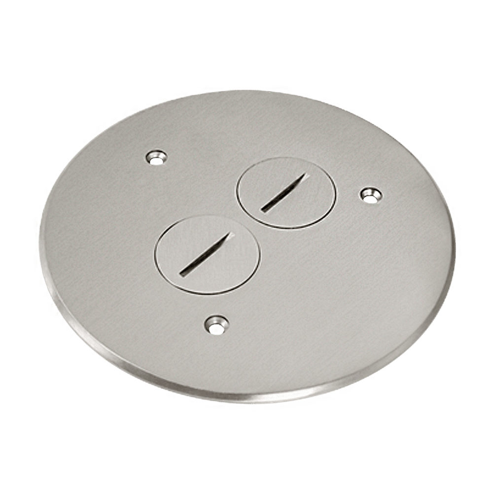 5-1/2Dia. Flush Round Cover Plate with 20A Duplex Tamper & Weather Resistant Receptacle