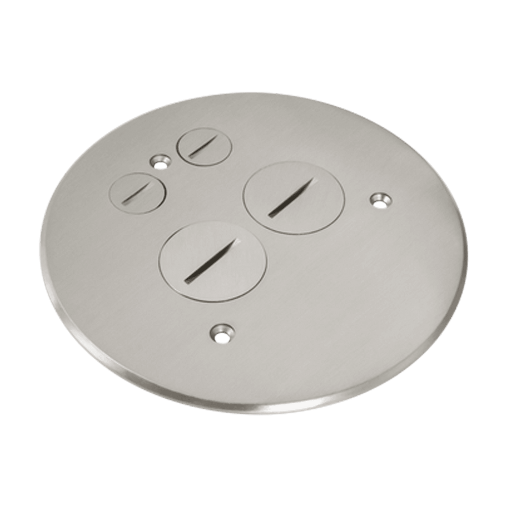 5-1/2Dia. Flush Round Cover Plate with 20A Duplex Tamper & Weather Resistant Receptacle