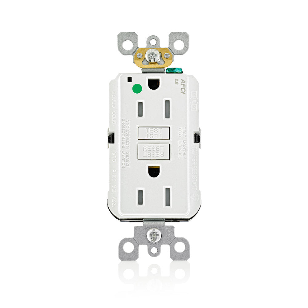 Leviton AFTR1-HGW 15 A & 20 A Feed-Through 125 VAC GFCI Receptacle White
