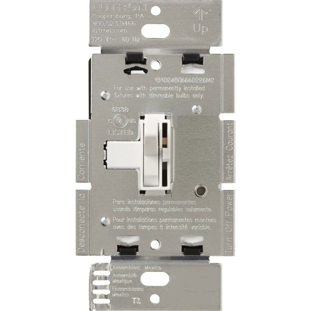 Lutron Ariadni Dimmer Switch with Locator Light, 1000W, Incandescent/Halogen Only, 120V, Single Pole, AY-10PNL-WH, White