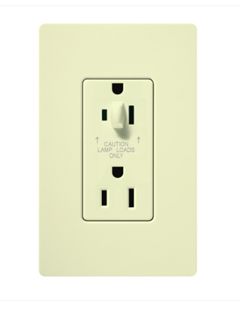 Lutron Claro 15A Half-Dimming, Tamper Resistant Duplex Receptacle, Decorator-Style Outlet, Gloss Finish, CAR-15-HDTR-AL, Almond