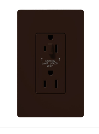 Lutron Claro 15A Half-Dimming, Tamper Resistant Duplex Receptacle, Decorator-Style Outlet, Gloss Finish, CAR-15-HDTR-BR, Brown